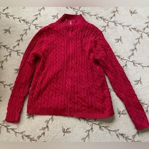 L.L. Bean Women's Red Cable Knit Cardigan - Size Large